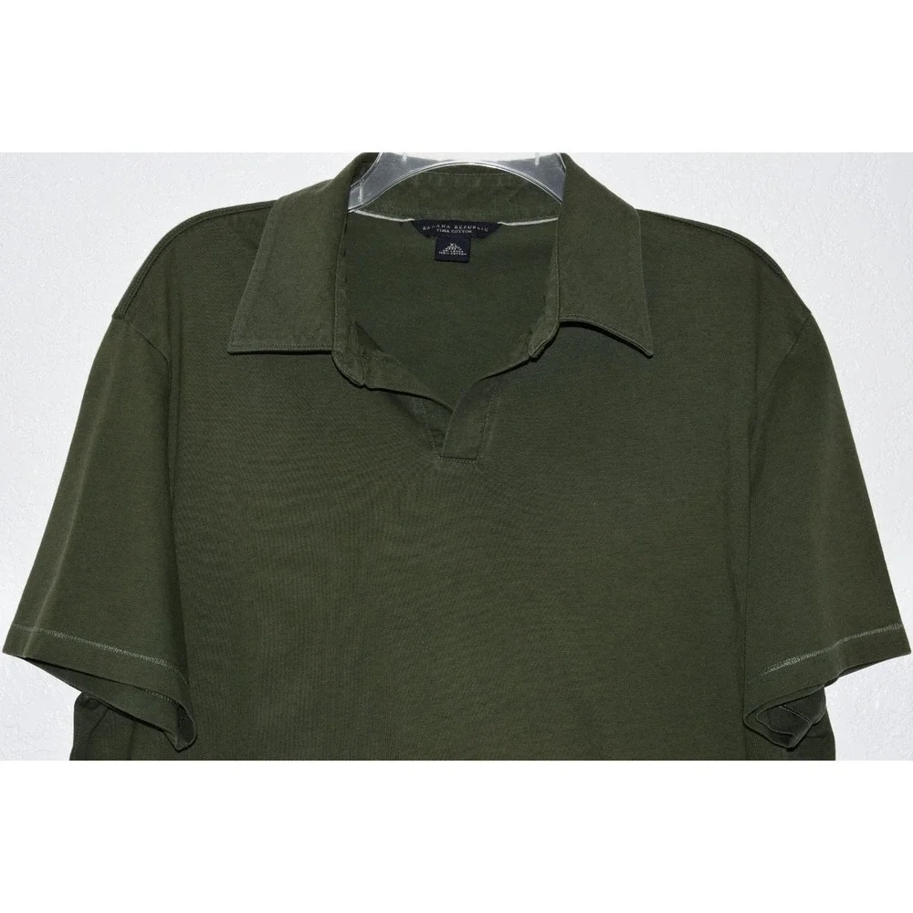 Banana Republic Mens XL Polo‎ Shirt 100% Pima Cotton Olive Green Short Sleeve